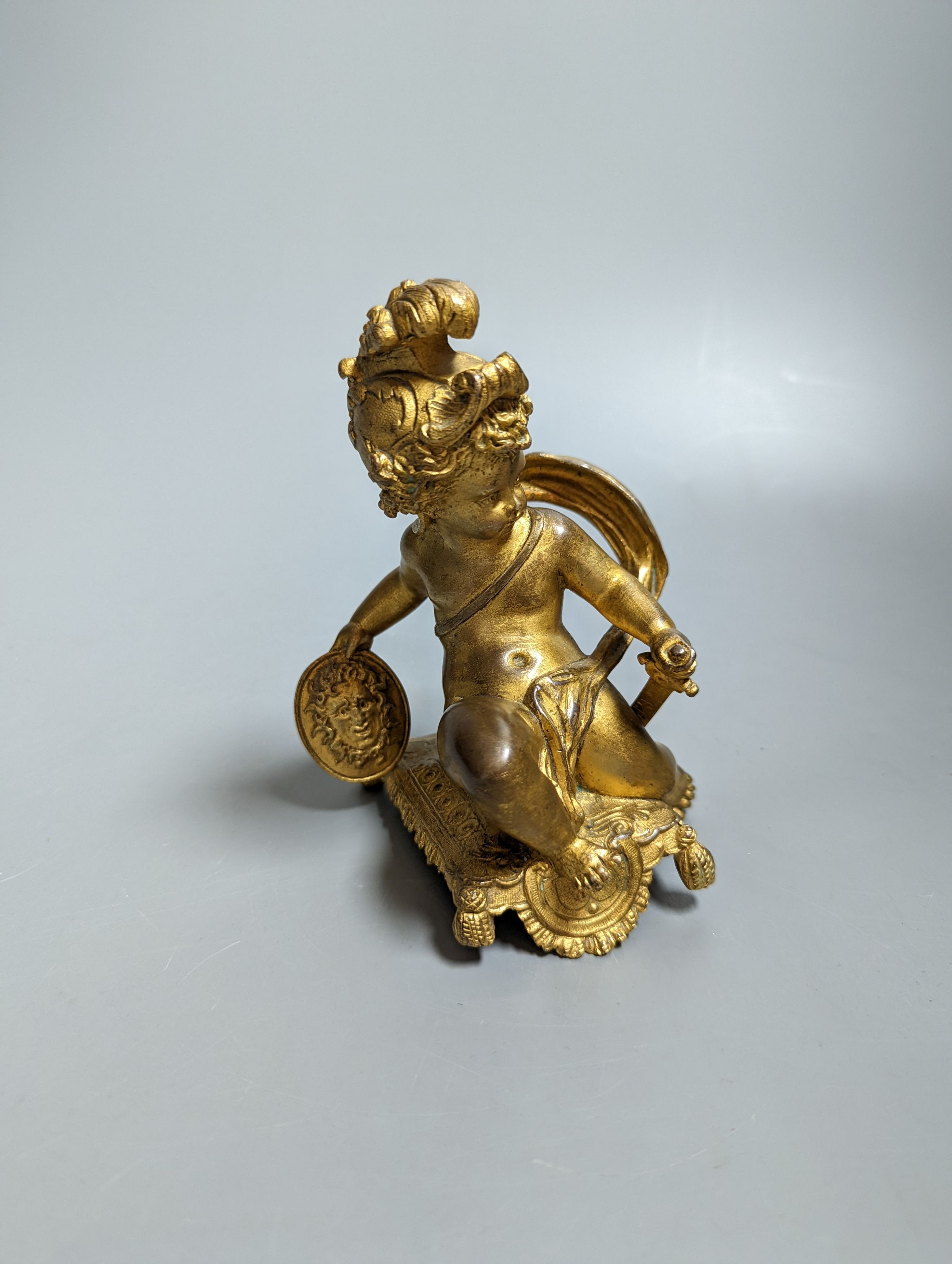 A late 19th century French gilt bronze figural mount 13cm